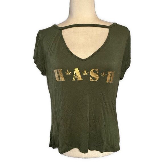 High Demand Hash Weed Marijuana Green Gold Short Sleeve T Shirt Top Small Medium - Picture 1 of 4
